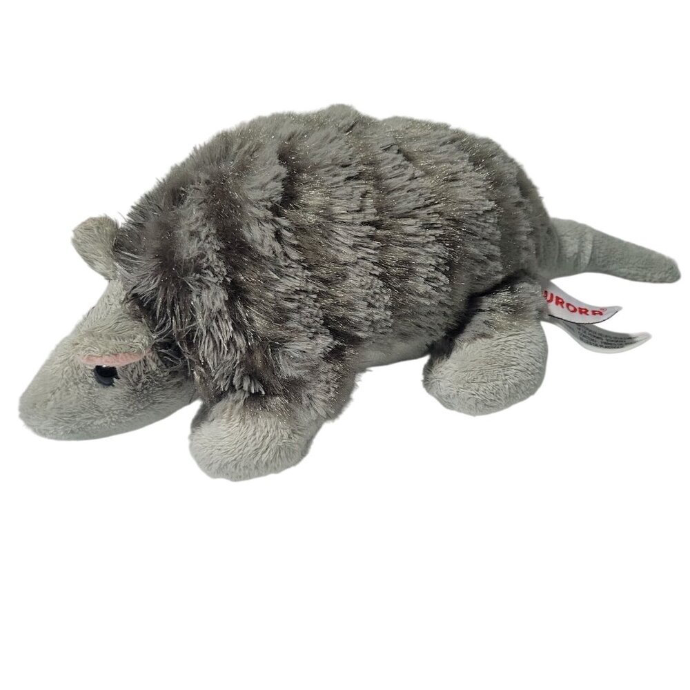 Aurora Armadillo 9 Inch Plush Gray Striped Stuffed Animal Toy